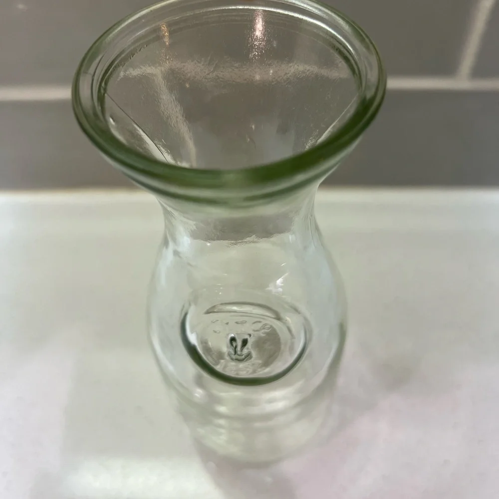 Small Vintage Milk Wine Juice Decanter Carafe Bottle Since 1852 Old Clear Glass